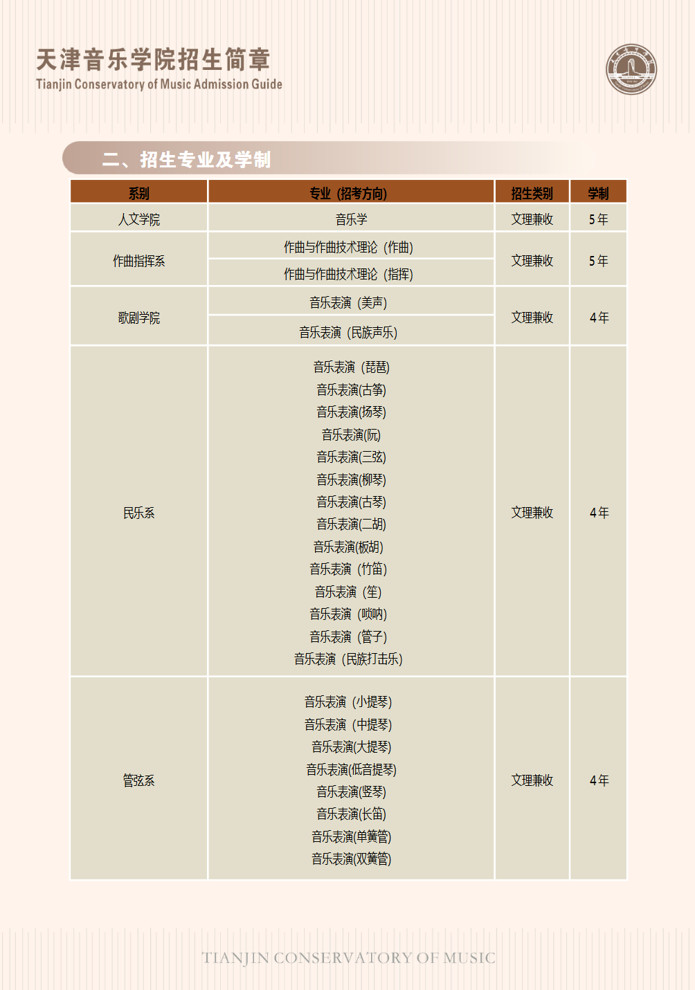 天津音乐学院2026年依据学测成绩招收台湾高中毕业生简章